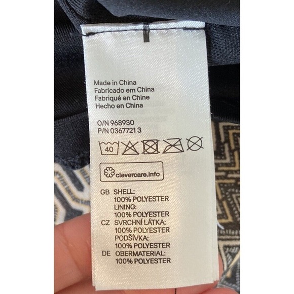 H&M Patterned 3/4 Sleeve Baby Doll Dress Size 8 Women’s Black Tan - Picture 4 of 8